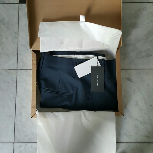 Zara Navy Wool Blend Ankle Trousers - Picture 6 of 6