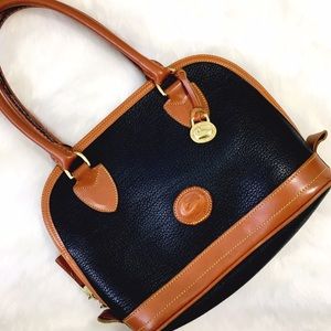 Vintage Dooney & Bourke Dome Satchel in Navy & Tan
