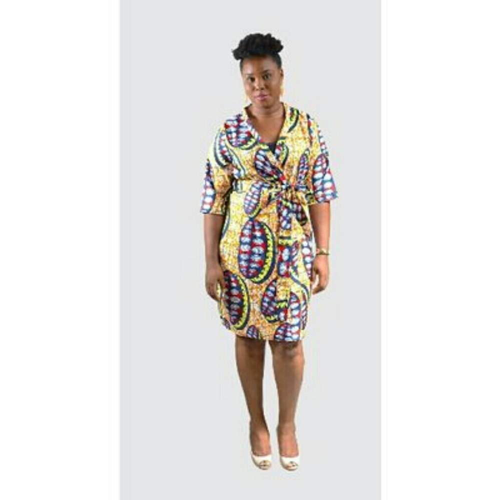 African print wrap dress