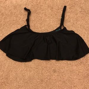 Black ruffle swim top