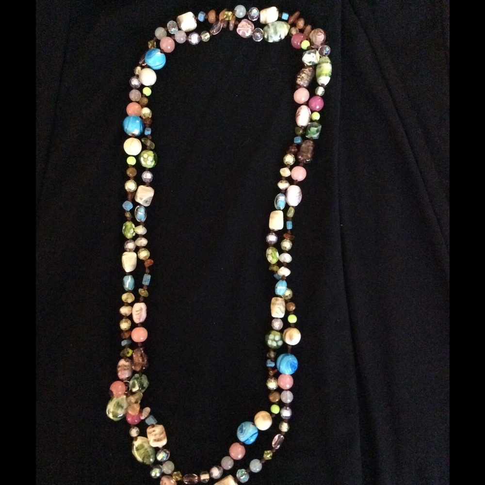 Long pastel beaded necklace