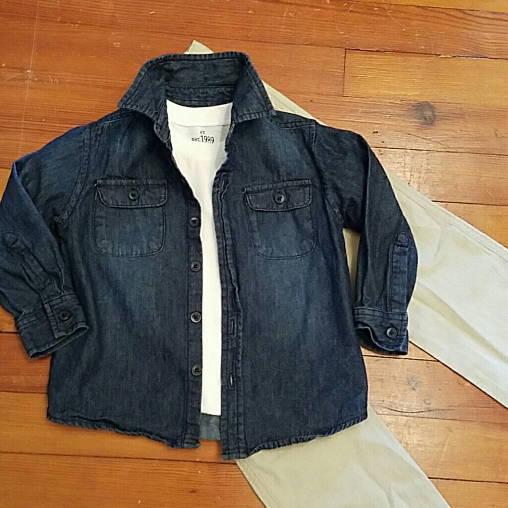 Boys Lee 3T Denim Button Down Shirt