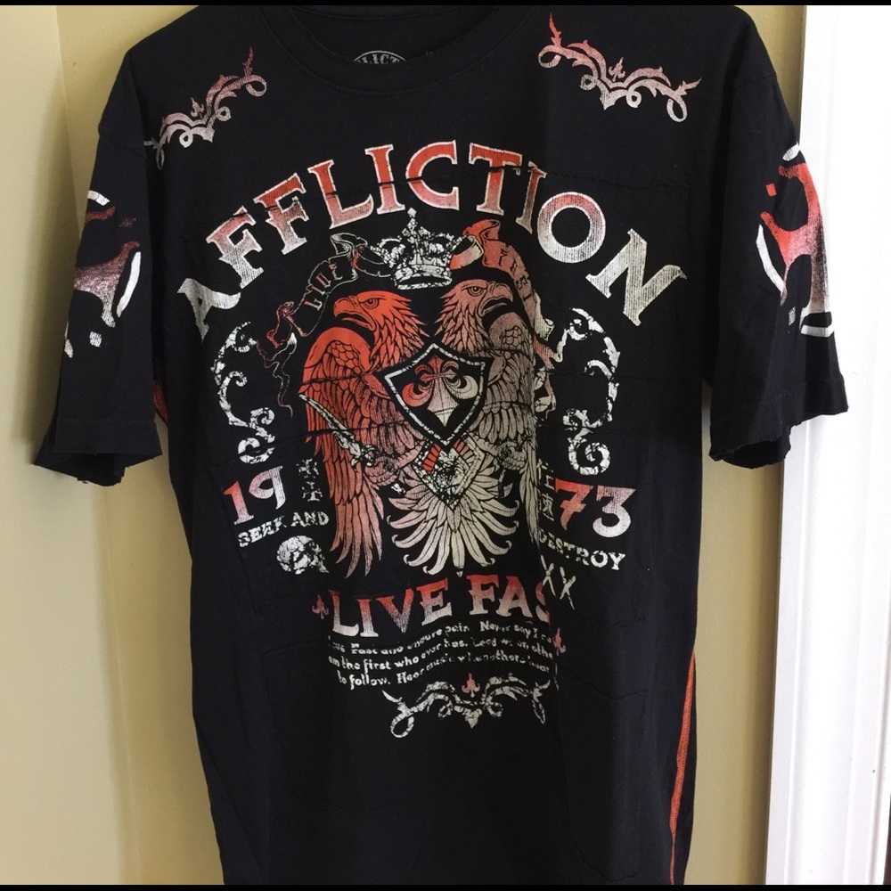 Orange white and black Affliction t