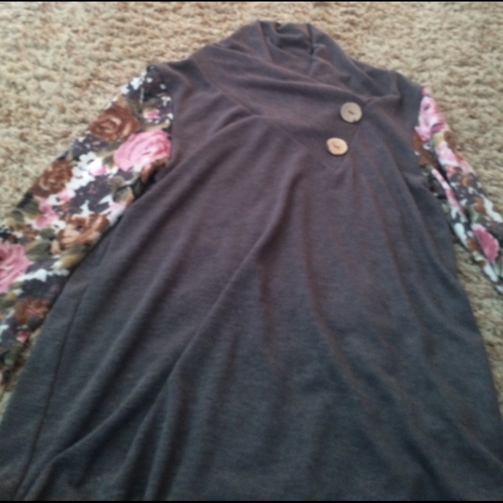 Grey and floral limelush shirt