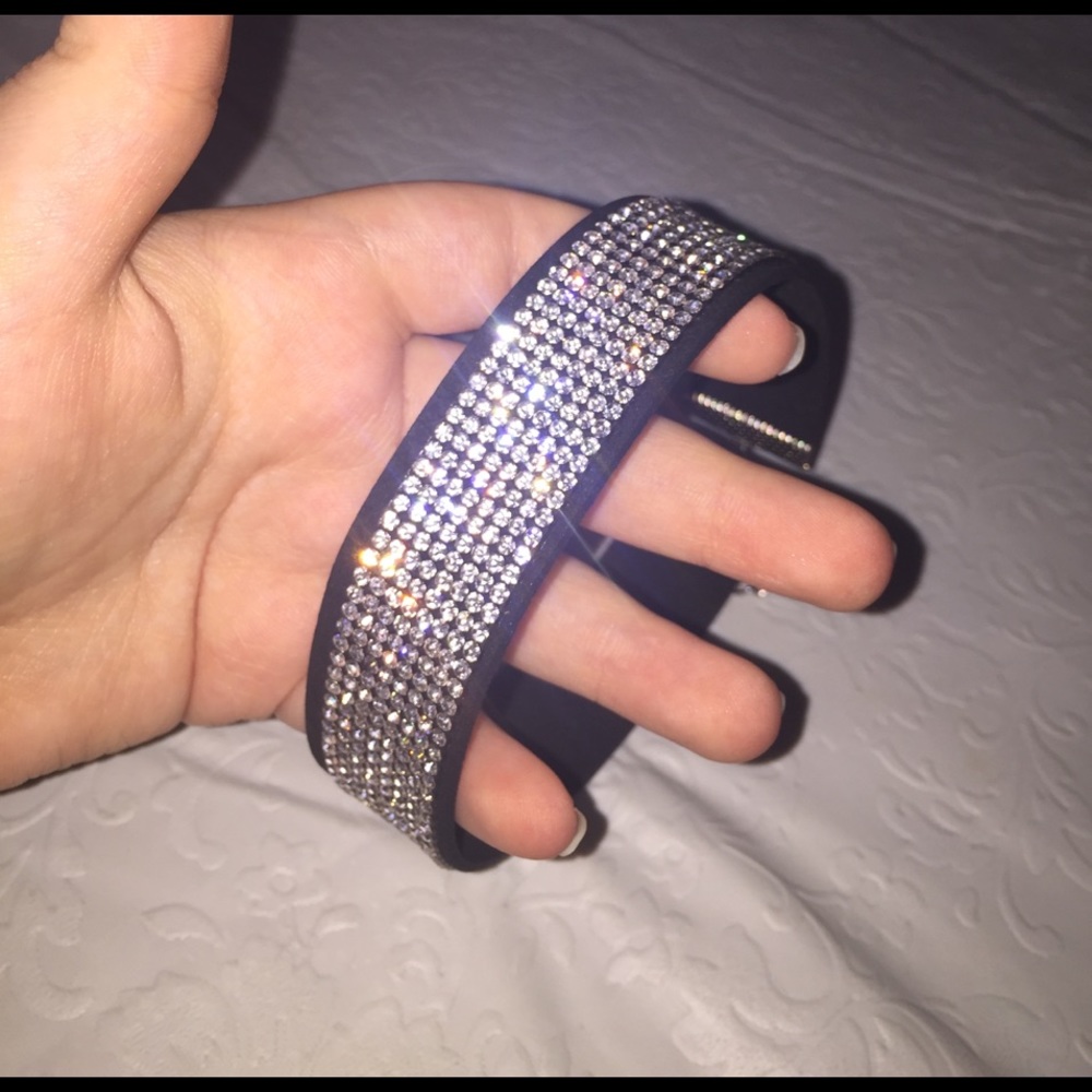 Rhinestone choker black band