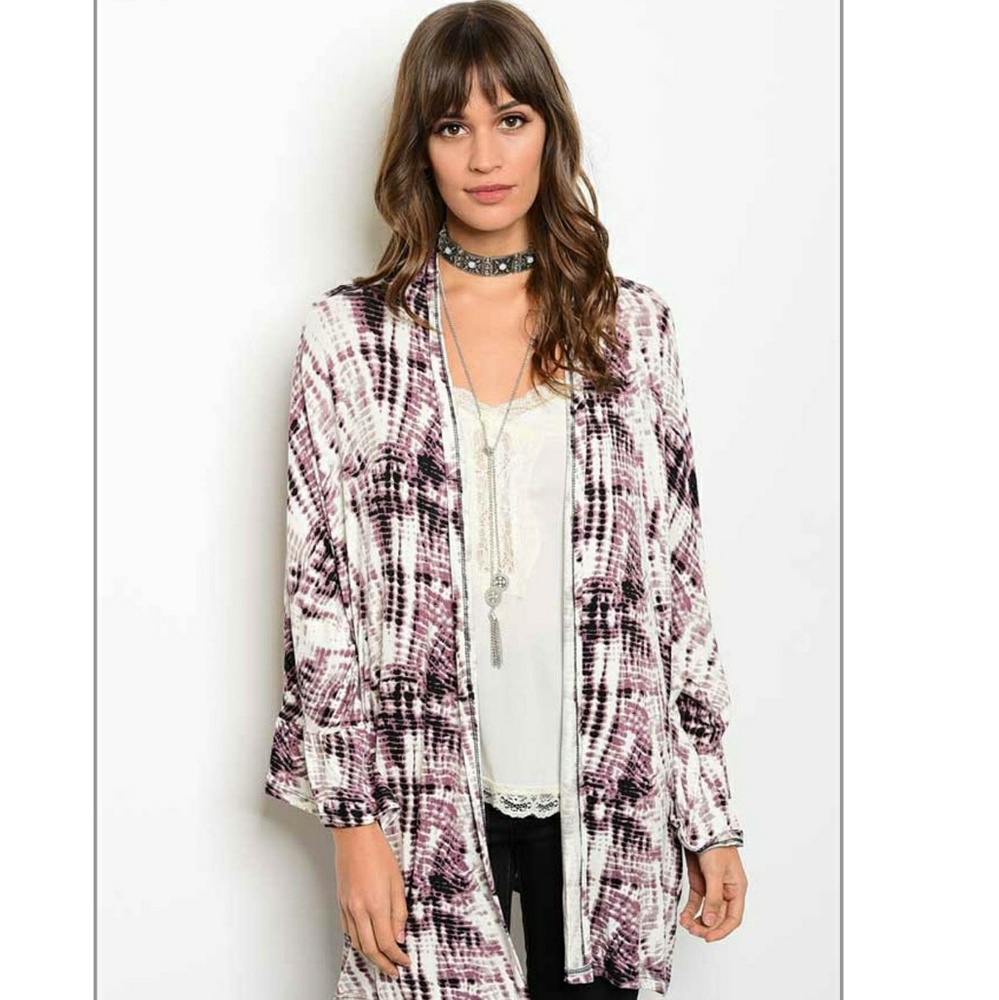 Tie dye bell sleeve kimono