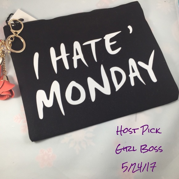 "I Hate Monday" Black Makeup Bag. - Picture 1 of 6