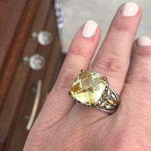 Large lemon yellow stone ring