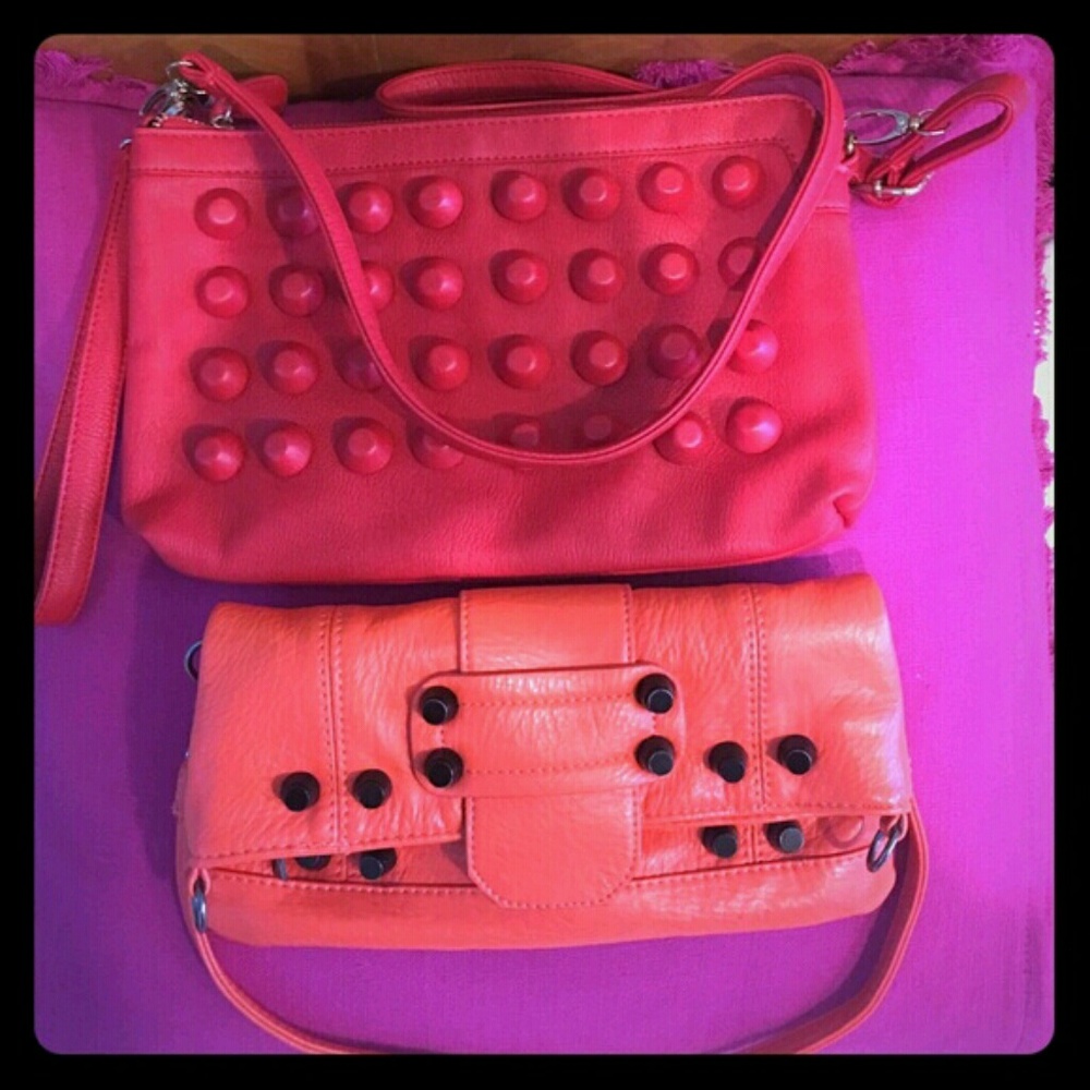 2 cute studded wristlets/satchels. Red NWT & Coral