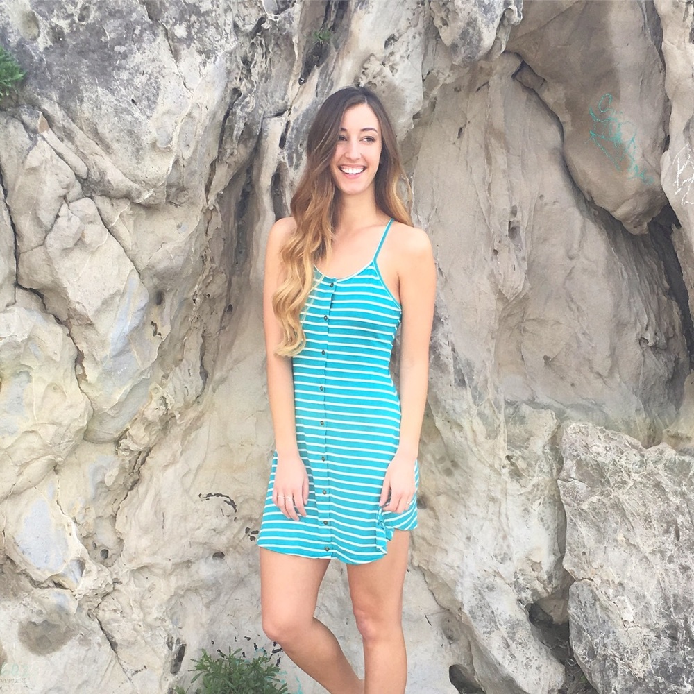 turquoise striped dress - Picture 3 of 4