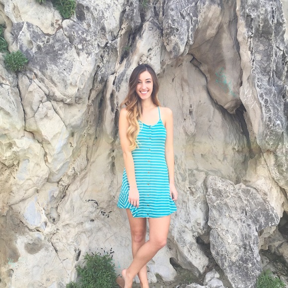 turquoise striped dress - Picture 4 of 4