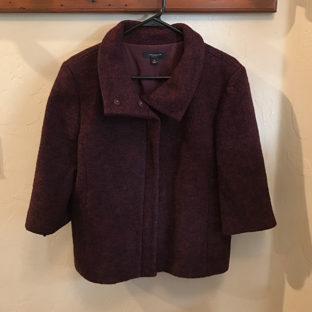 Ann Taylor Red & Black Tweed Jacket