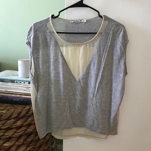 Grey and cream blouse