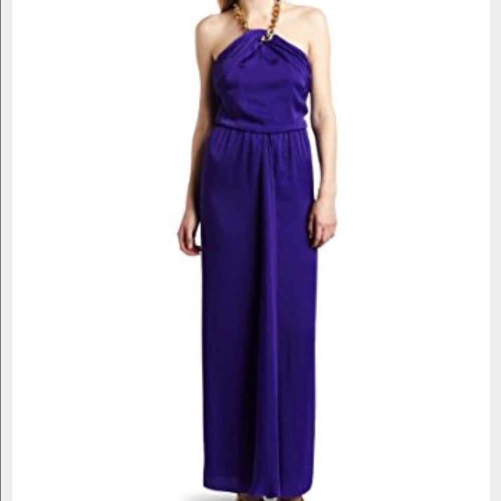 bcbgmaxazria edith long gown with jeweled necklace