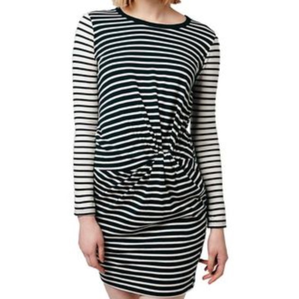 Topshop Striped Gathered Waist Dress