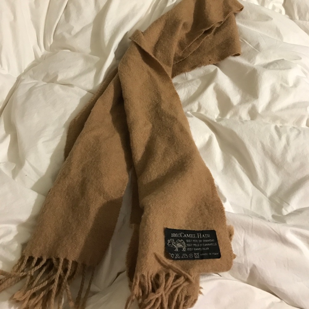 Tan camel hair scarf