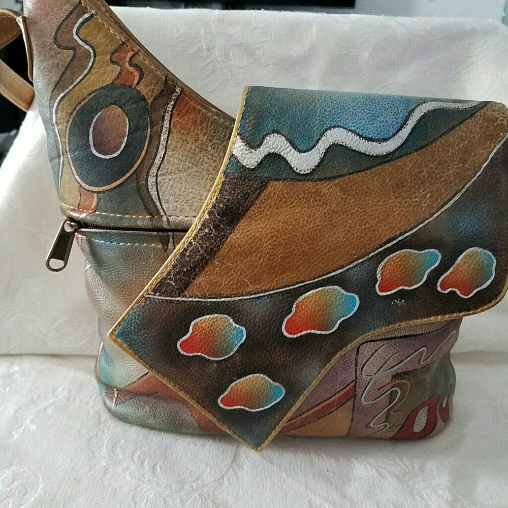 Anuschka Leather Asymmetrical Messenger bag