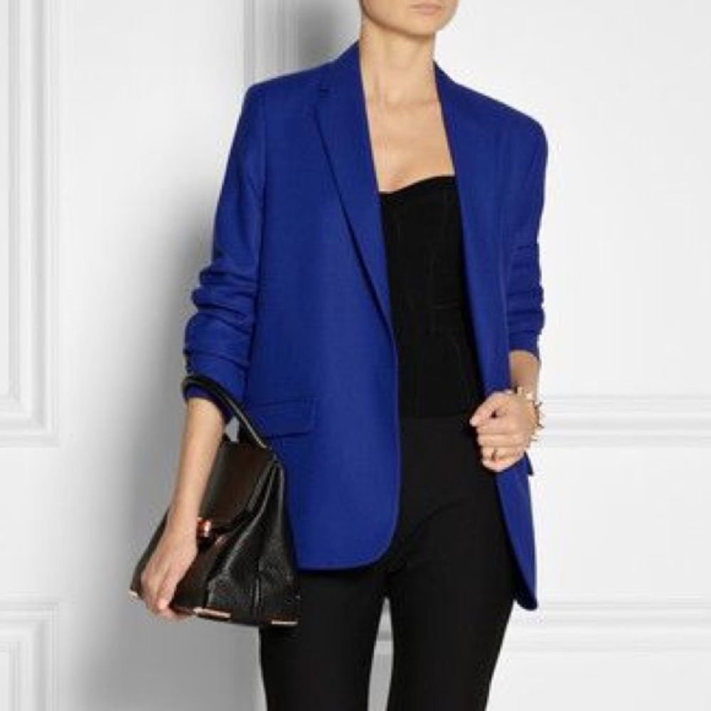 Acne Studios || Blue Pique Boxy Boyfriend Blazer - Picture 2 of 4