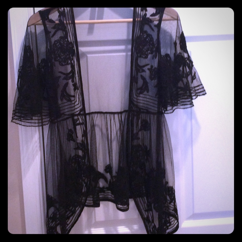 Sheer black top/cardigan
