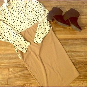 Tan pencil skirt