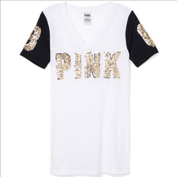 PINK Victoria's Secret Tops - Victoria's Secret Pink Sequin Color Block V-Neck