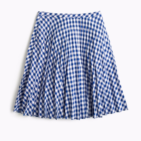 J. Crew Gingham Pleated Mini Skirt EUC - Picture 2 of 4