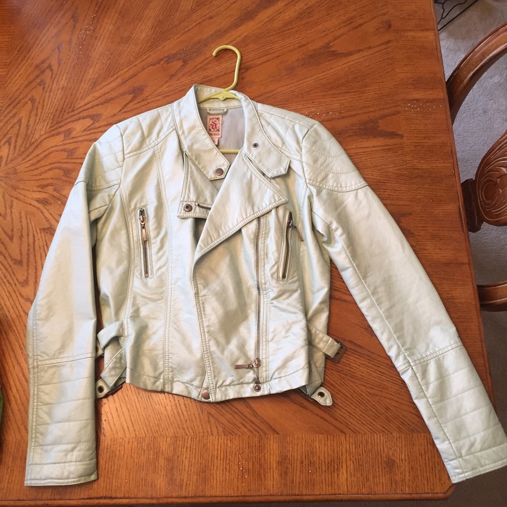 Decree Metallic Seafoam  Green Leather Jacket