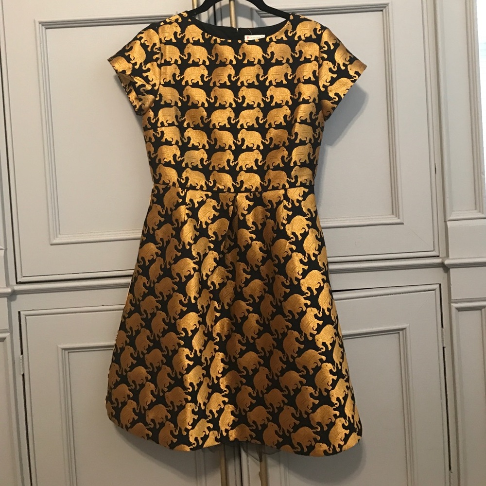 J Crew Crew Cuts sz 14 gold/black elephant dress