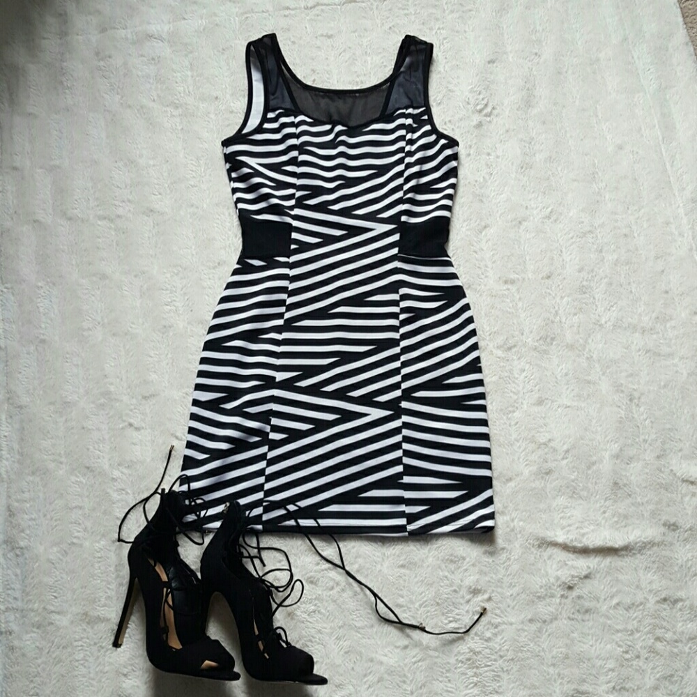Body Central dress with black mesh cutouts