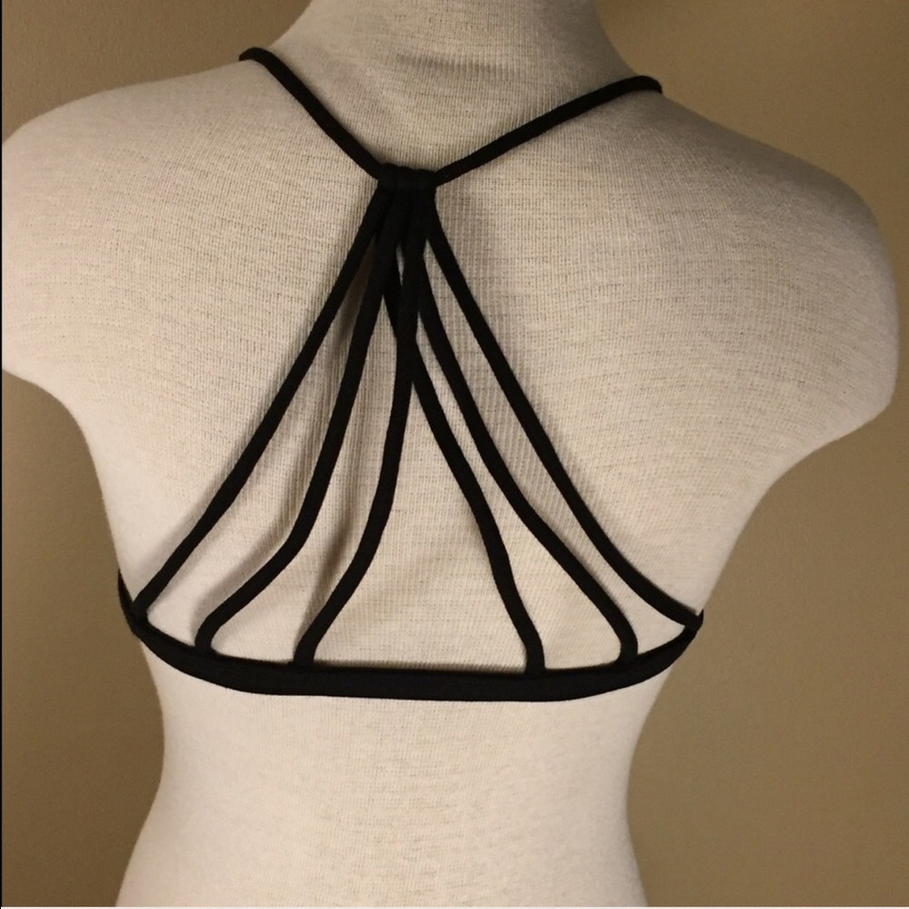 LAST Black Strappy Back Sexy Front Bralette Medium - Picture 3 of 4
