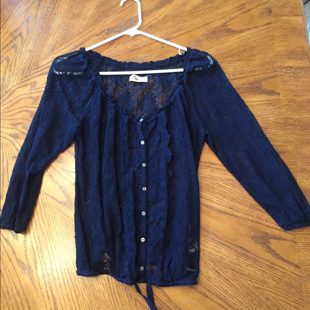 Hollister Navy Blue Lace Shirt
