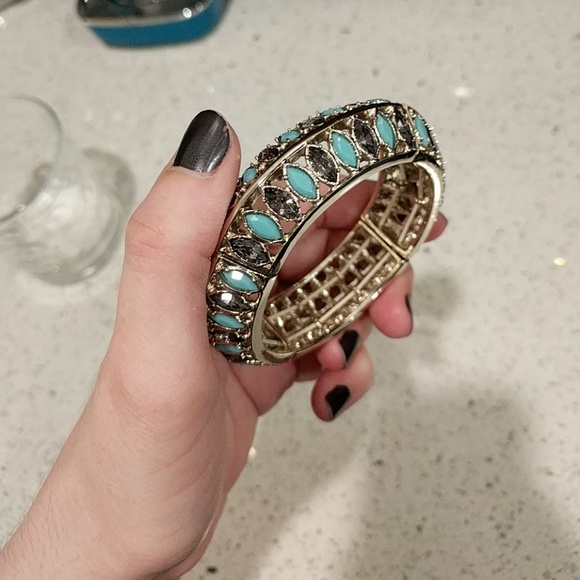 LOFT silver and blue gem bangle stretch bracelet - Picture 1 of 5