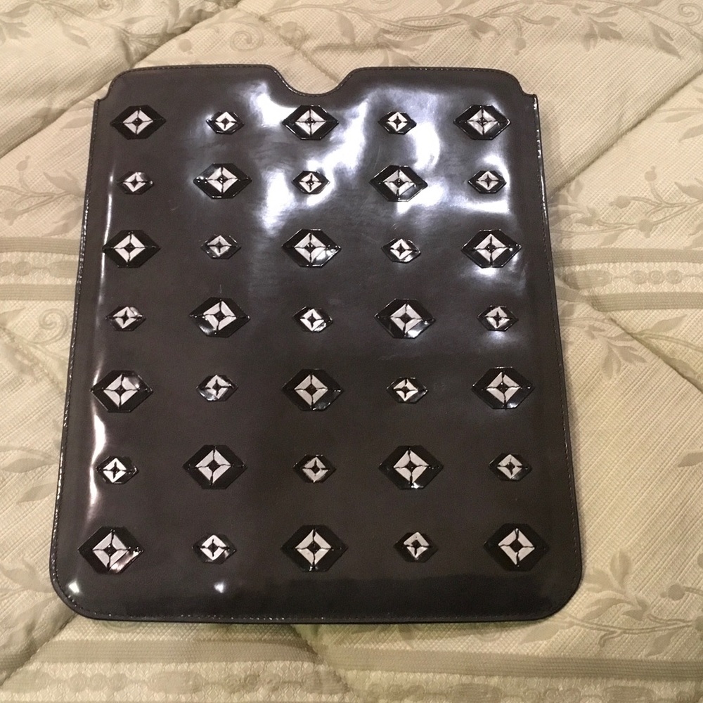 Prada Gray Leather iPad cover 10" x 8"