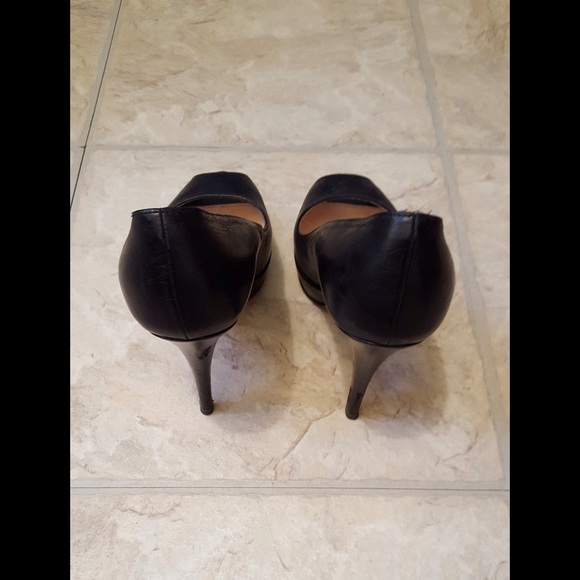 Prada Black Leather Peep Toe Heels - Picture 3 of 4