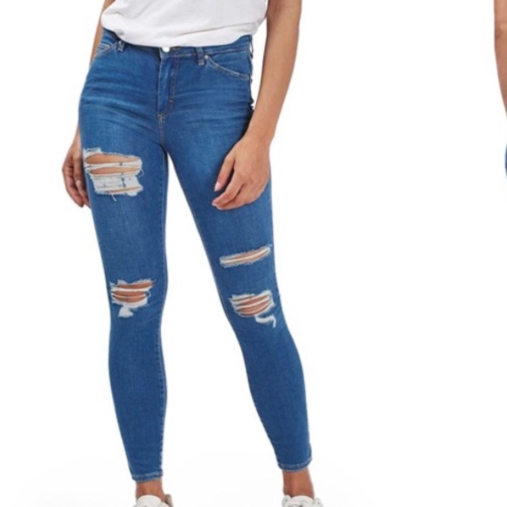 SOLD Topshop Moto Leigh Bright Blue Skinny Jeans