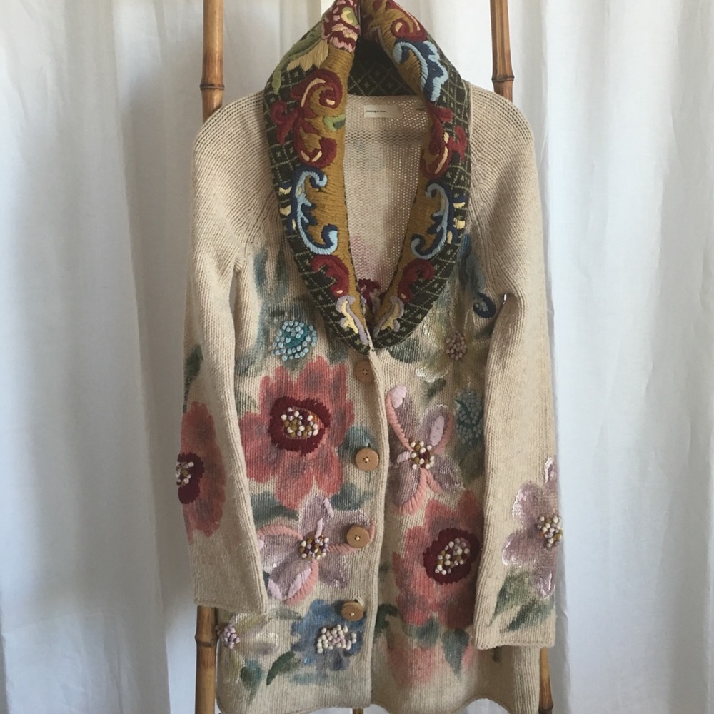 Sleeping On Snow Anthropologie Floral Cardigan