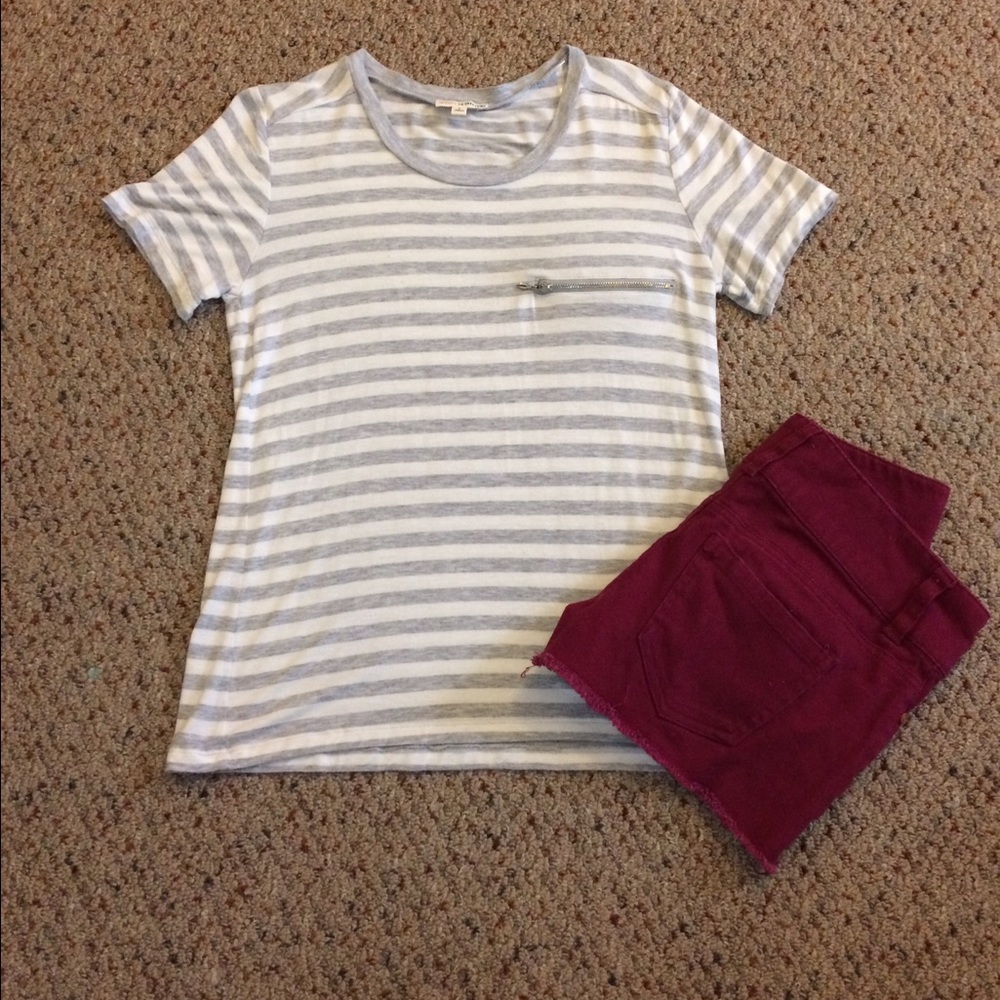 Gray and White Striped Shirt