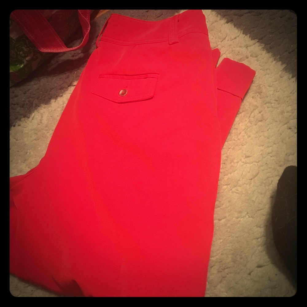 Women's red ankle dress pants
