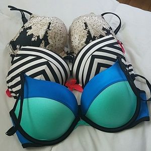 Three, Victoria's secret, push up bras. Size 34C