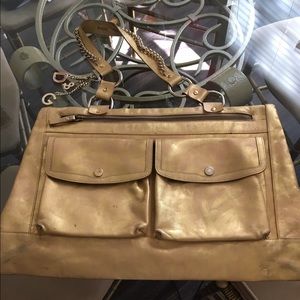 D&G gold leather purse w/gold chain accent