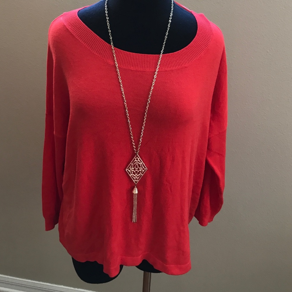 Bright beautiful guava color lightweight sweater.