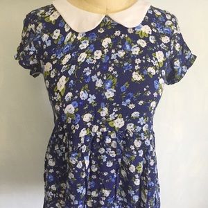 Peter Pan Collar Floral Babydoll Dress