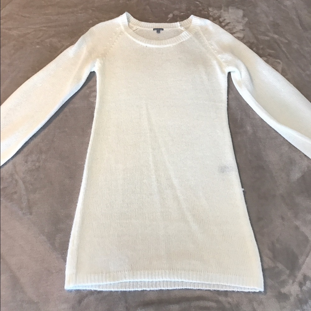 White sweater dress.