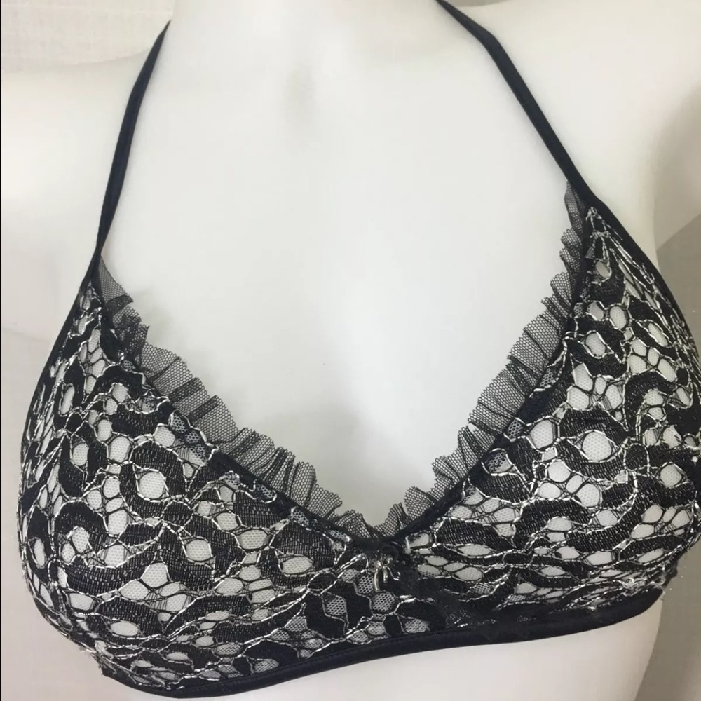 VS black lace unlined Demi bra size 32C