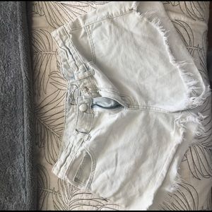 Light wash free people cut off denim shorts