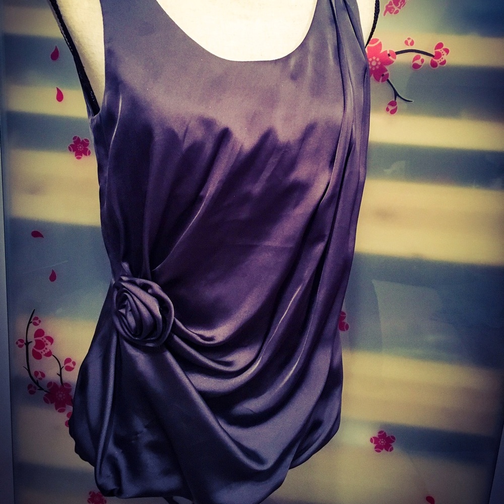 H&M Draped Gray Tank with Rosette ~ Sz 6 (US) S