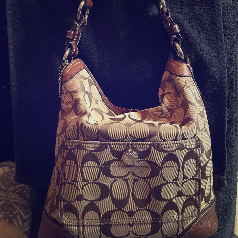 Tan/brown Authentic Coach Over the shoulder Purse