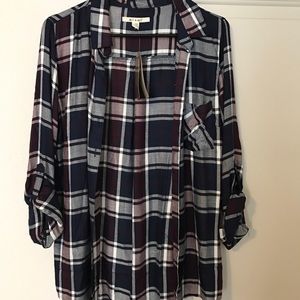 Navy/Maroon plaid button down - Francesca's