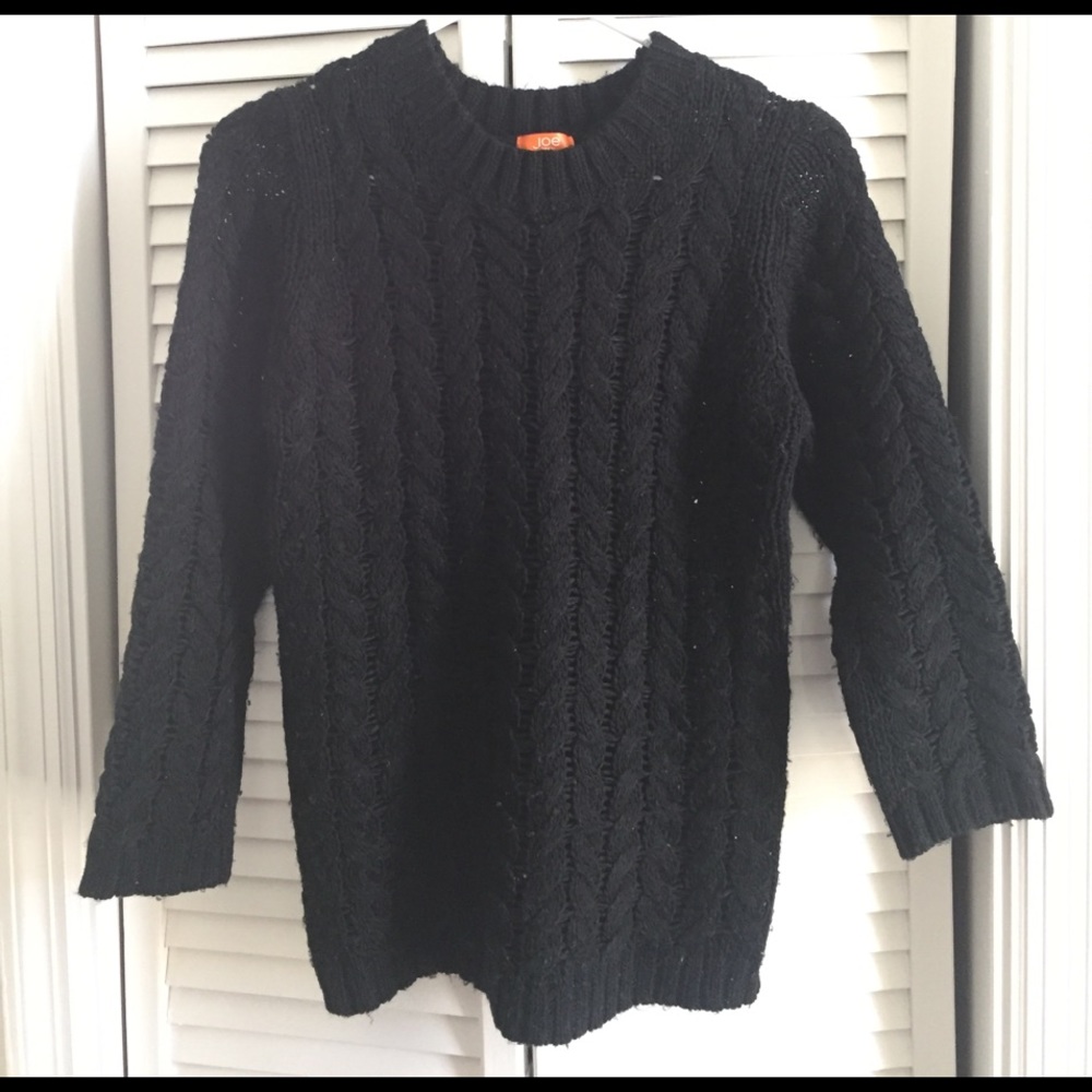 Joe Fresh 3/4 sleeve cable sweater. Black