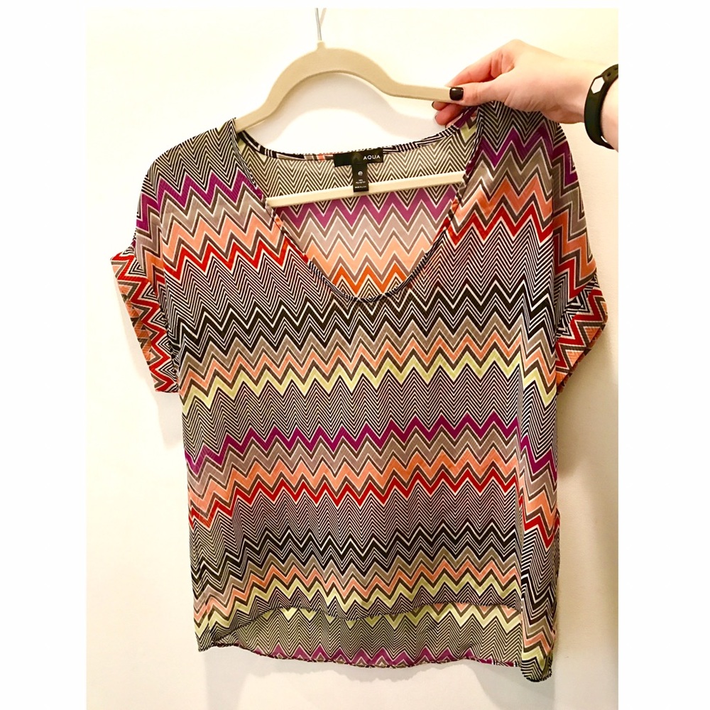 Aqua brand chevron polyester shirt